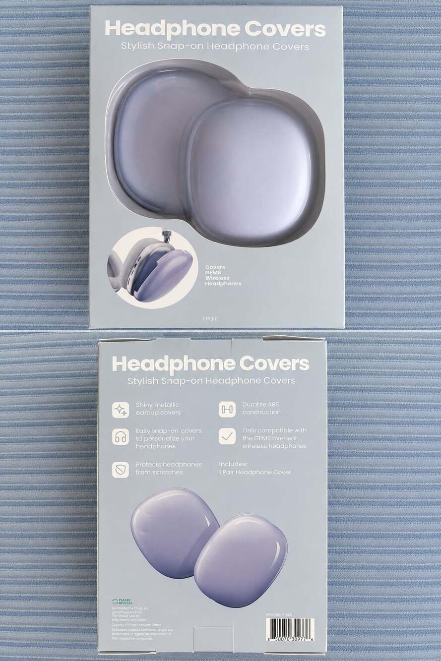 GEMS Stylish Snap-on Headphone Covers for Wireless Headphones, Purple, 1 Pair